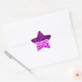 Paarse harten Faux Glitter Ster Sticker (Envelop)