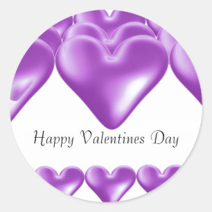 Paarse harten Fijne Valentijnsdag Ronde Sticker