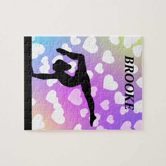 Paarse harten GYMNASTICS PUZZLE Persoonlijk Legpuzzel (Horizontaal)
