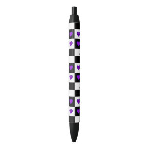 Paarse harten slaan B&W Zwarte Inkt Pen