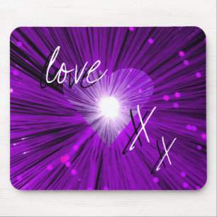 Paarse hartenliefde en kisses mousepad muismat