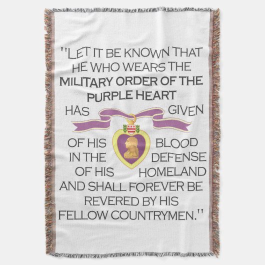 Paarse hartmedaille gooien deken (Voorkant Verticaal)