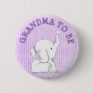 Paarse hartritme Elephant Baby shower Pin Ronde Button 5,7 Cm