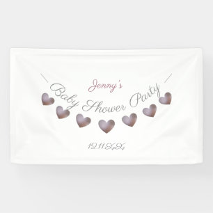 paarse hartslag gepersonaliseerd baby shower spandoek