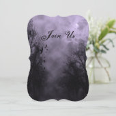 Paarse Haunted Sky Custom Halloween Uitnodigingen (Staand voorkant)