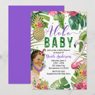Paarse Hawaiaanse Aloha Tropische Baby Vintage Sho Kaart