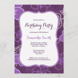 Paarse Hawaiian Hibiscus Flowers Birthday Invite Kaart