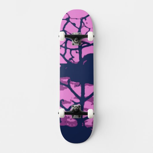 Paarse Hawaiian Ocean Beach Tree Foto Uitzicht Skateboard (Voorkant)