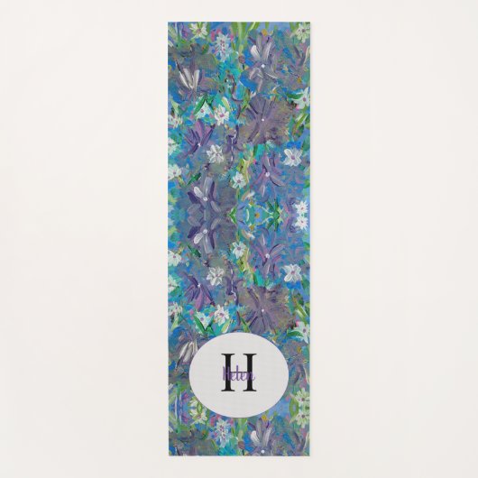Paarse Haze Floral Monogram Yogamat (Voorkant)