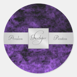 Paarse Haze Monogram Bruiloft Sticker