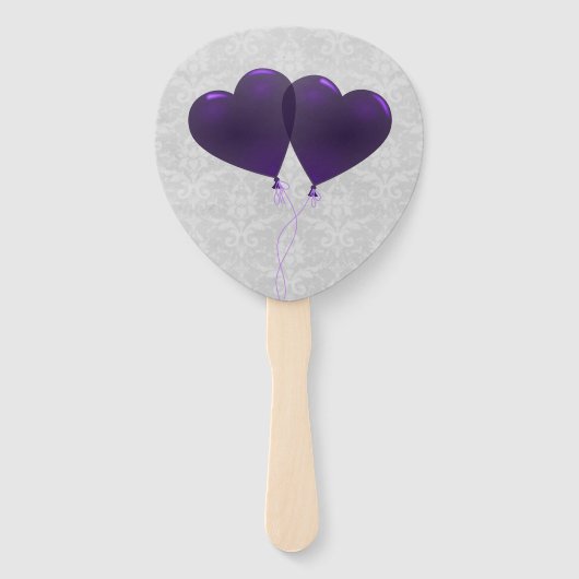 Paarse Heart-ballonnen Weddenschap voor handhand Handwaaier (Achterkant)