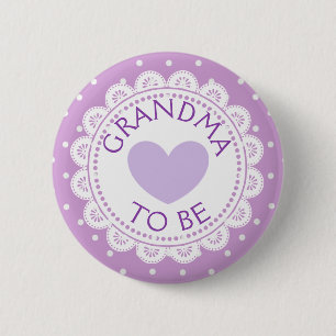 Paarse Heart Polka Dot Grandma om Button te worden