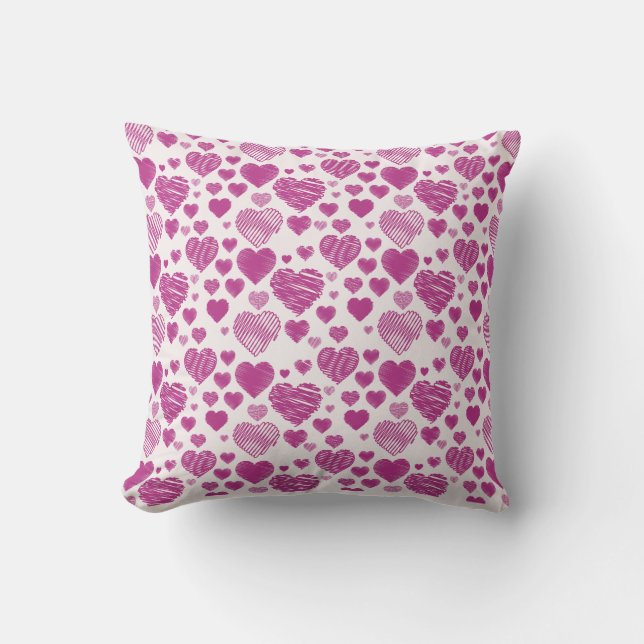 paarse Hearts Pattern Valentijnsdag Kussen (Voorkant)