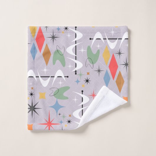 Paarse hedendaagse atoomlijnen en abstracte lijnen bad handdoek (Wasdoekje)