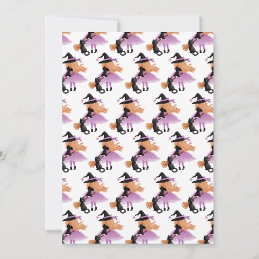 Paarse heks Halloween verjaardagsuitnodiging Kaart (Achterkant)