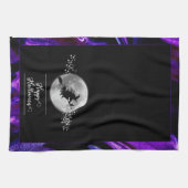 Paarse heks silhouet halloween theedoek (Horizontaal)