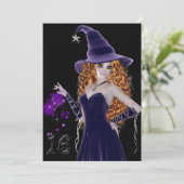 Paarse heks Sweet 16 uitnodiging (Staand voorkant)