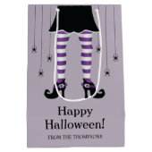 Paarse heksenpoten en spinnen blij Halloween tekst Medium Cadeauzakje (Achterkant)