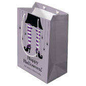 Paarse heksenpoten en spinnen blij Halloween tekst Medium Cadeauzakje (Achterkant Gekanteld)