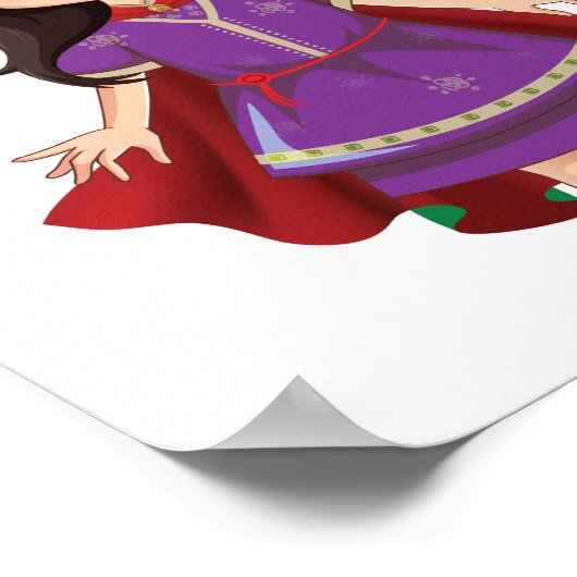 Paarse heldin meisje digitale kunst poster (Hoek)