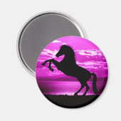 Paarse hemel en water voor zwarte paarden magneet (Voorkant / Achterkant)