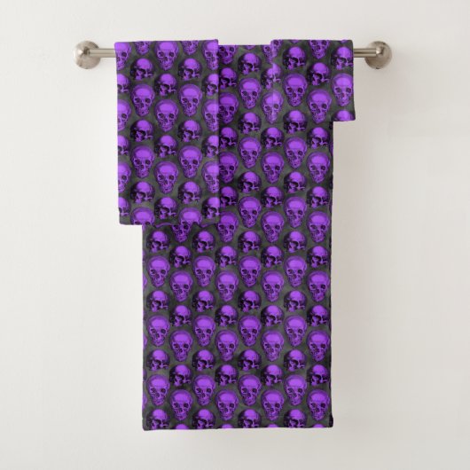 Paarse hemellichamen en zonnebloempitten, ontwerp  bad handdoek (Insitu)