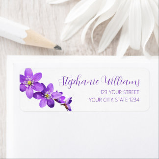 Paarse Hepatica Bloemen Retouradres Etiket