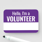 Paarse herbruikbare vrijwilliger teamlid drogen wi naamplaatje (In situ)