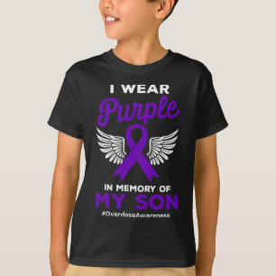 Paarse herinnering aan mijn zoon overdosis citaat t-shirt
