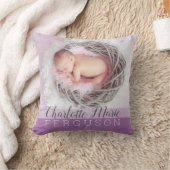 Paarse herinnering foto geboorte statistieken voor kussen (Deken)