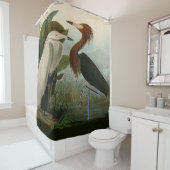 Paarse Heron Audubon-vogelschilderij Douchegordijn (In situ)