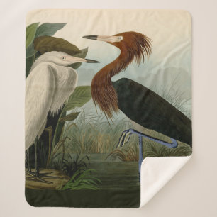 Paarse Heron Audubon-vogelschilderij Sherpa Deken