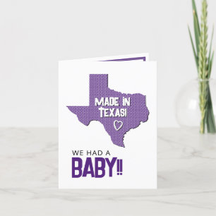 Paarse Herringbone Made in Texas Photo Baby Aankondiging