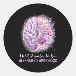 Paarse hersenen zullen zich herinneren voor alzhei ronde sticker