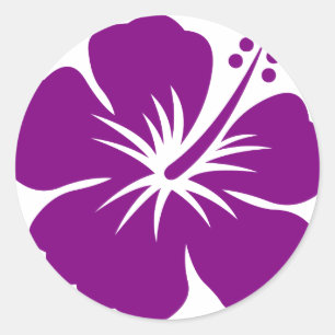 Paarse hibiscus aloha ronde sticker