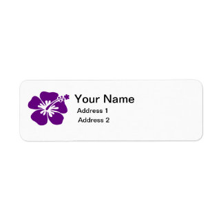 paarse hibiscus bloem adres label
