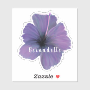 Paarse Hibiscus bloemnaam sticker