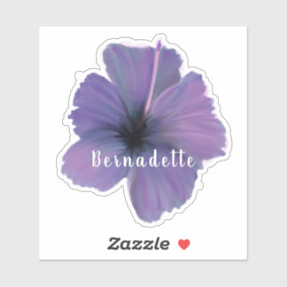 Paarse Hibiscus bloemnaam sticker