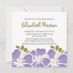 Paarse Hibiscus Bridal Shower Invitations Kaart
