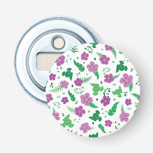 Paarse Hibiscus Button Flesopener (Voorkant)