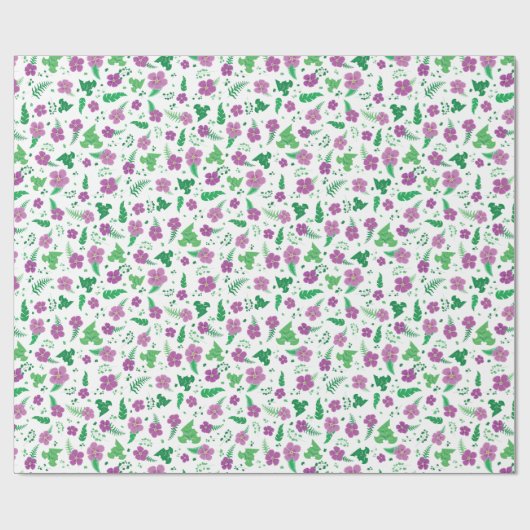 Paarse Hibiscus Cadeaupapier (Vlak)