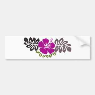 Paarse hibiscus en bladeren bumpersticker