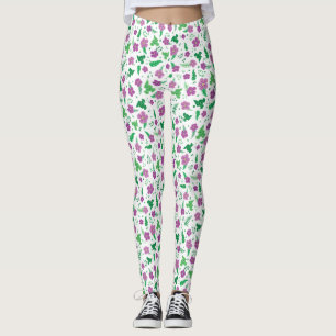 Paarse Hibiscus Leggings