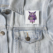 Paarse Hibiscus Owl Button (In situ)
