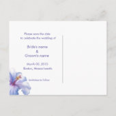 Paarse Hibiscus Save the Date Briefkaarten (Achterkant)