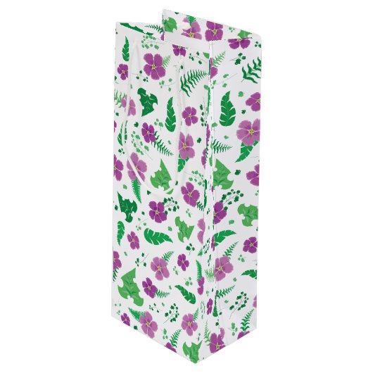 Paarse Hibiscus Wijn Cadeautas (Voorkant Gekanteld)