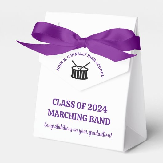 Paarse High School Band Custom Graduation Party Bedankdoosjes (Voorkant Zijde)