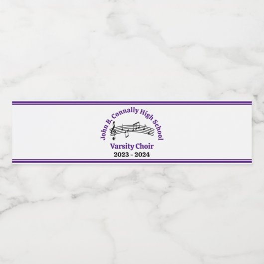 Paarse High School Koor Custom Party Waterfles Etiket (Enkel label)