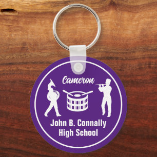 Paarse High School Marching Band gepersonaliseerd Sleutelhanger