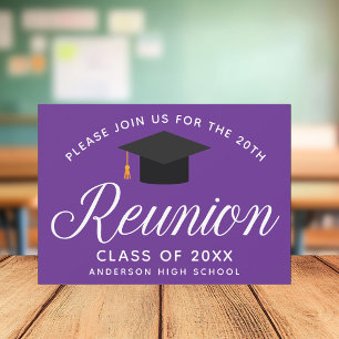 Paarse High School Reunion Custom Party Kaart